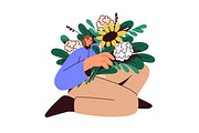 People holding flower bouquets set, a Person Illustration by Good Studio (Thumbnail 12 of 16)