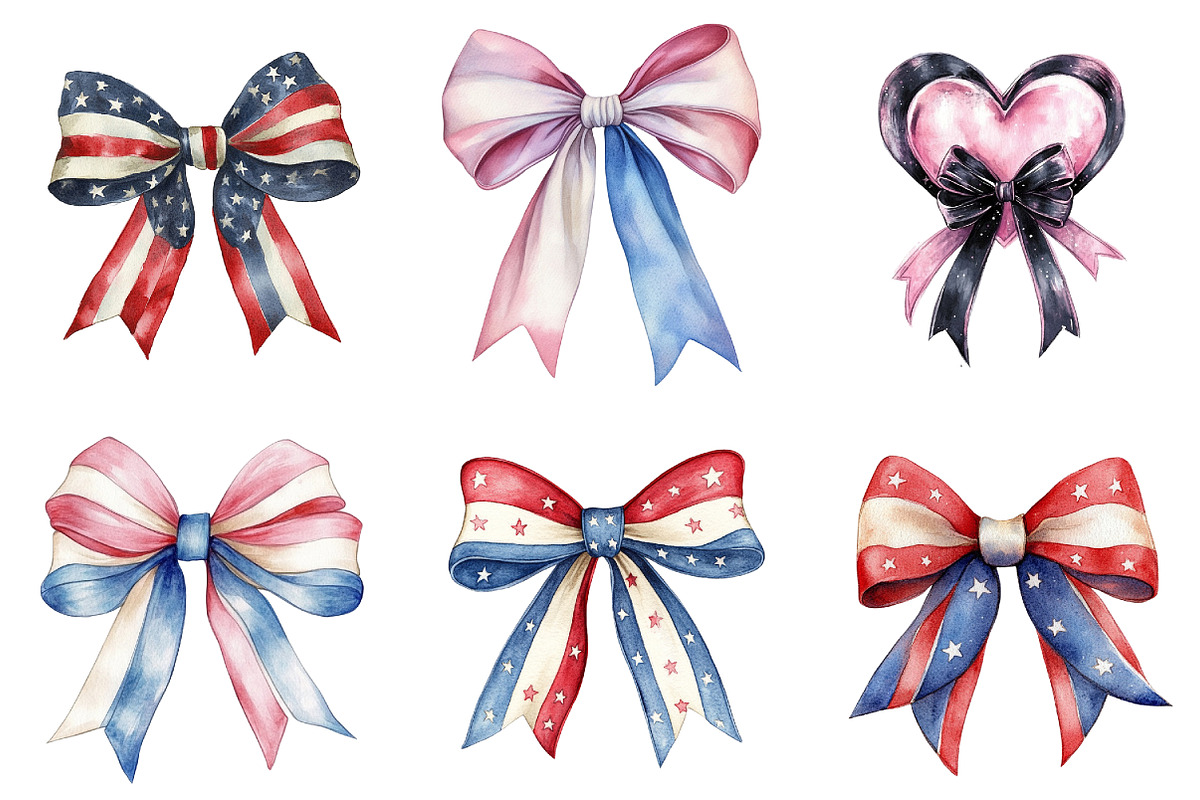 Coquette Bow USA Flag Sticker, an Illustration by DreamArtGraphic (Photo 3 of 4)