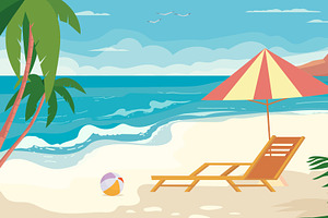 Beach - Illustration, an Illustration by Dessign Sells