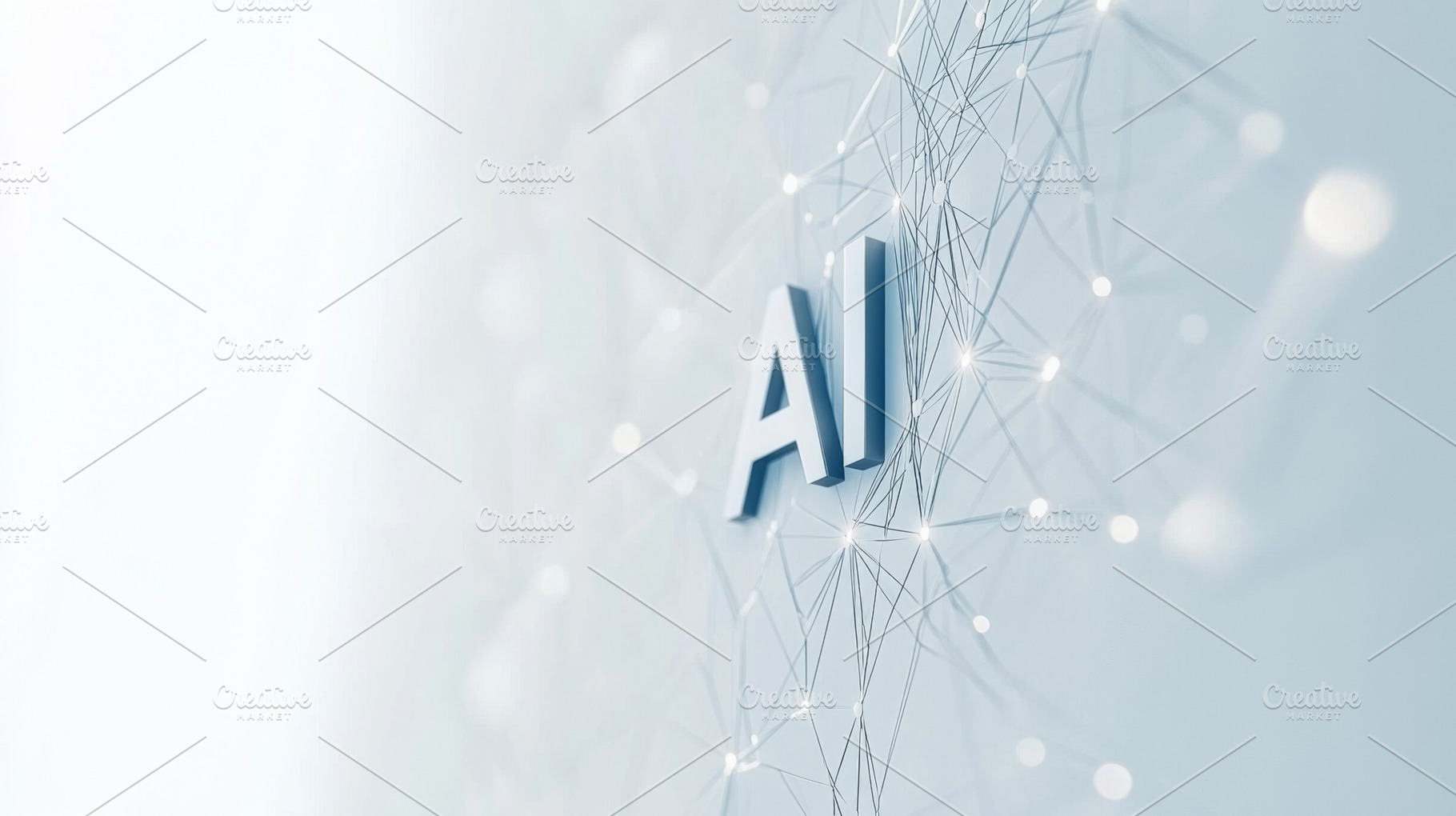 AI concept with futuristic network design in light tones, suitab, a Photo by Dvoevnore photos