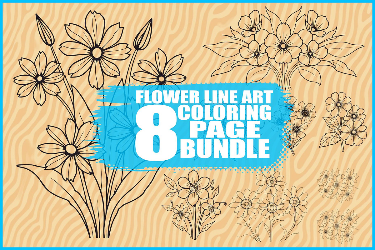Flower Outline Art Printable Pack, an Illustration by BIPLOB EXPERT (Photo 1 of 9)