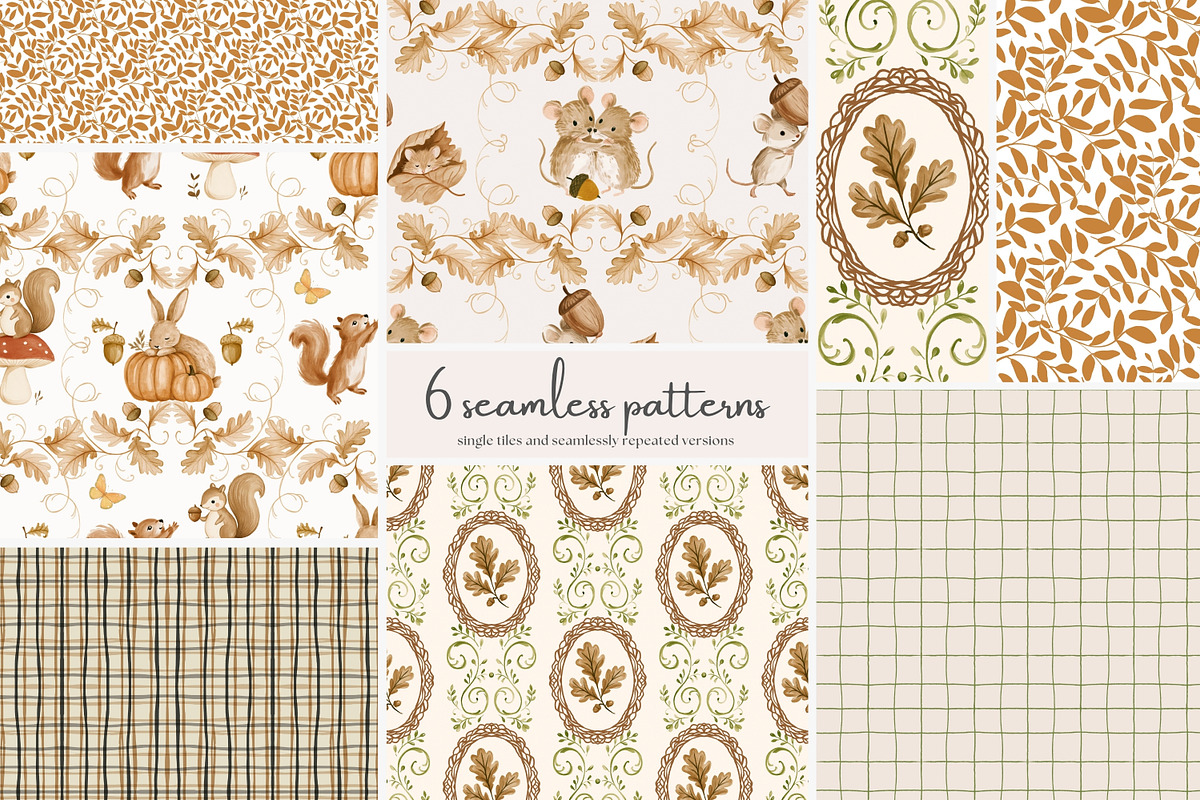 autumn woodland seamless patterns, a Pattern Graphic by Patishop Art (Photo 1 of 10)