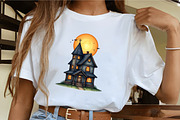 Haunted House with Moon Clipart, an Illustration by CrexoraLab (Thumbnail 2 of 5)