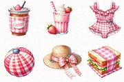 Bohemian Pink Gingham Summer Clipart, an Illustration by OK Design (Thumbnail 4 of 5)