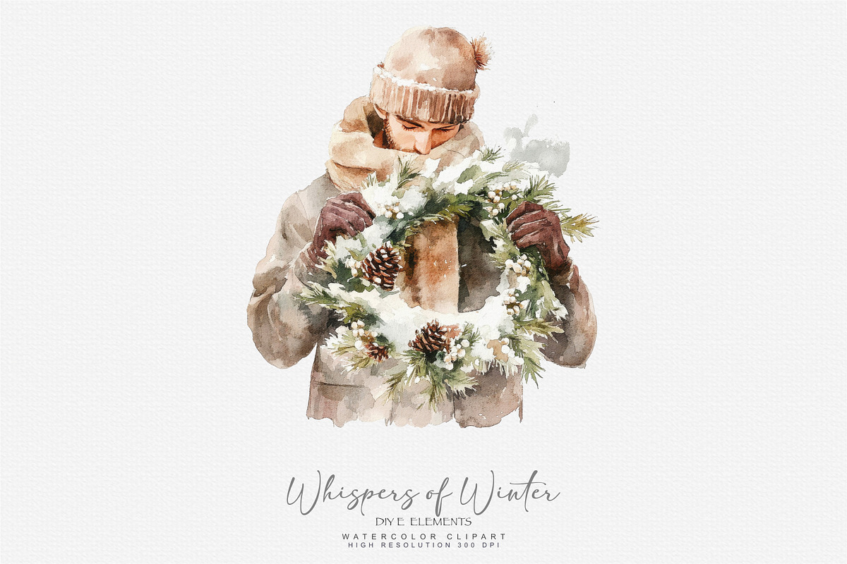 Watercolor Christmas Clipart, a Seasonal Illustration by Patishop Art (Photo 4 of 8)