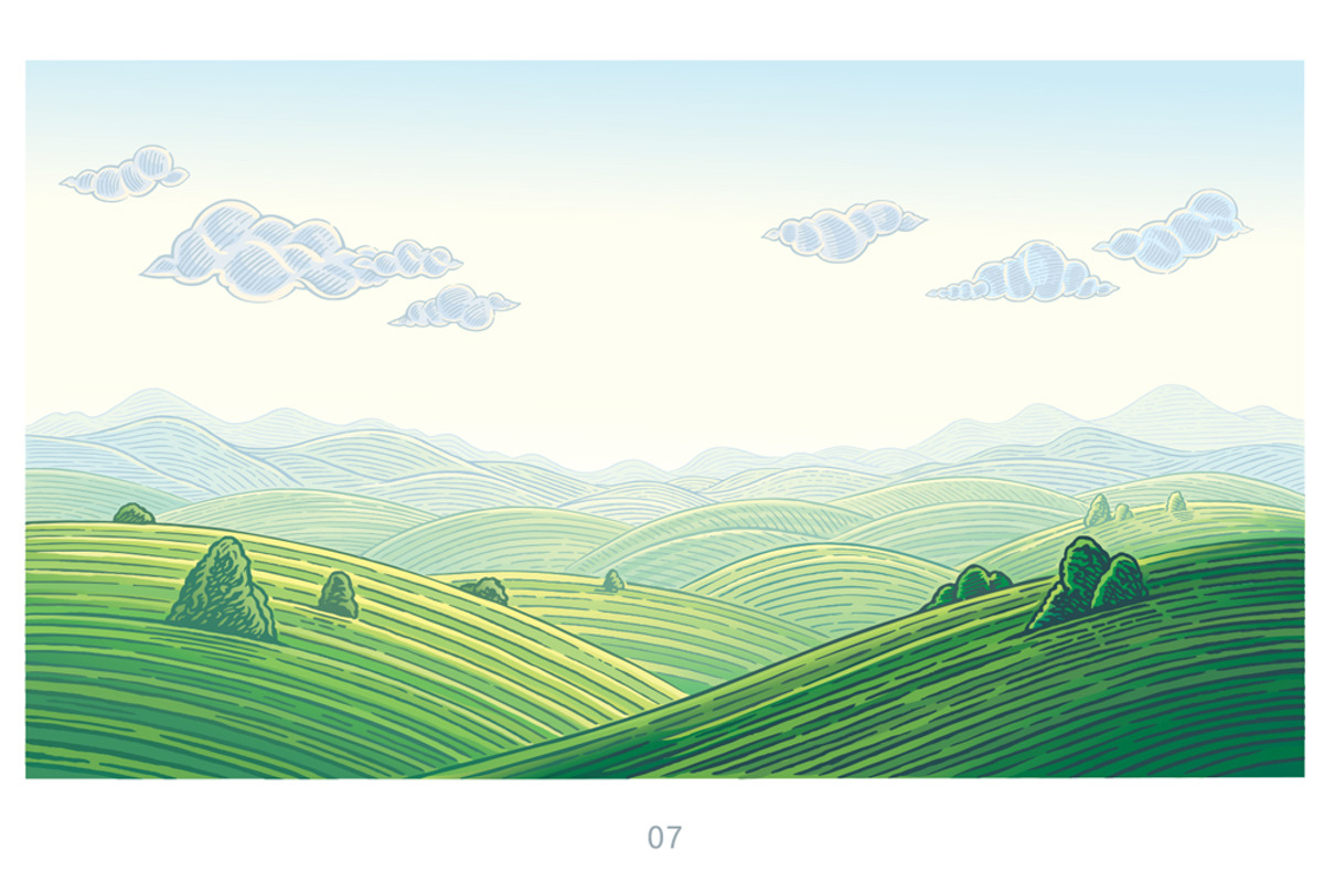 Landscape with green hills and mount, a Seasonal Illustration by Countryside life (Photo 8 of 9)