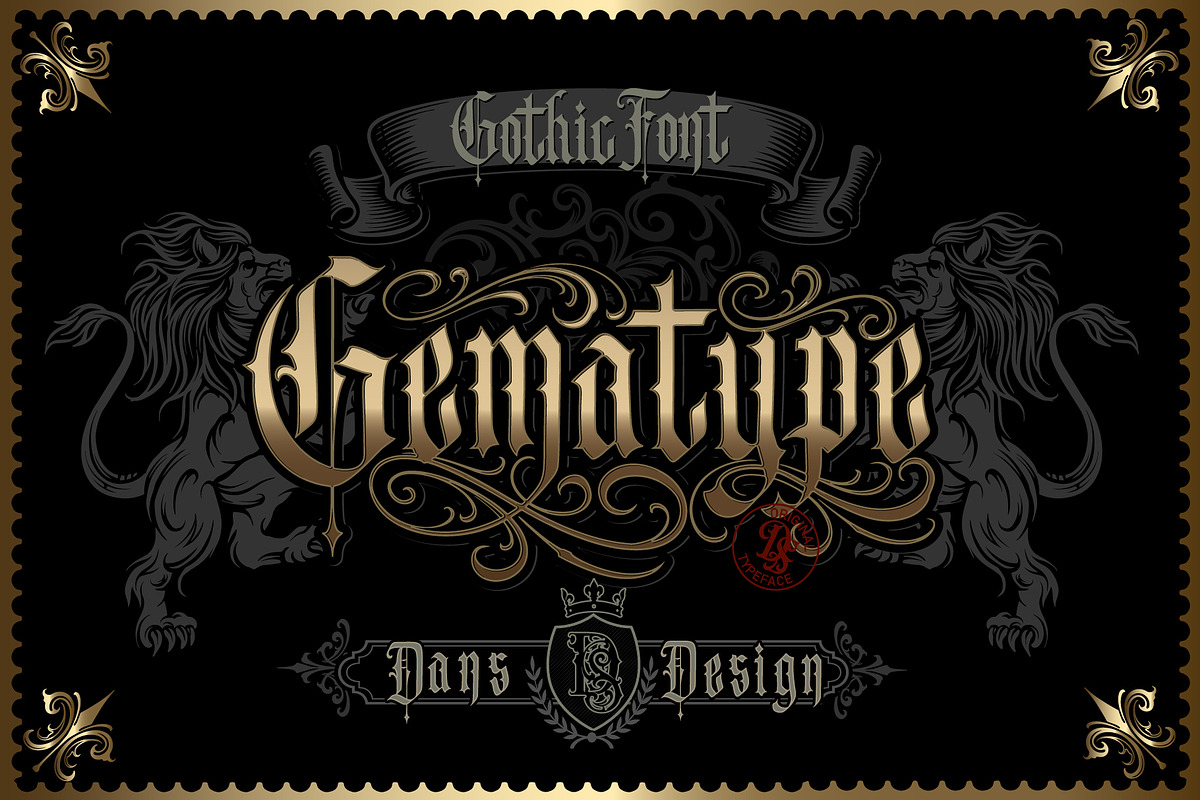 Gematype Blackletter + Ornament font, a Blackletter Font by dansdesign (Photo 1 of 7)