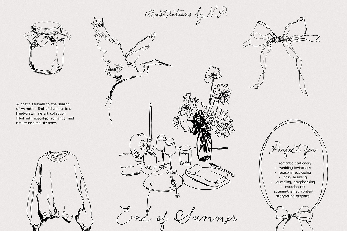 End of Summer: Line Art Collection, a Decorative Illustration by Purple (Photo 9 of 12)