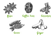 Set of 44 organic food objects, a Decorative Illustration by Akimo Mia (Thumbnail 3 of 10)