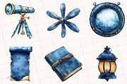 Vintage Navy Blue Sailing Clipart, an Illustration by OK Design (Thumbnail 2 of 5)