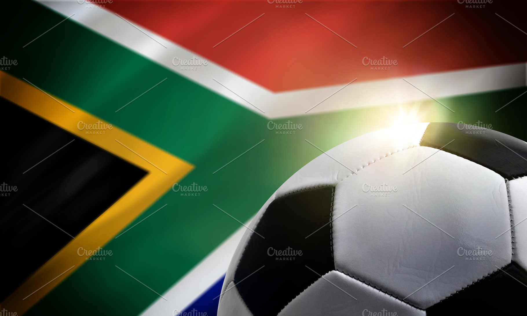 Soccer Ball with South African Flag Background, a Sports & Recreation Photo by Davizro's Market