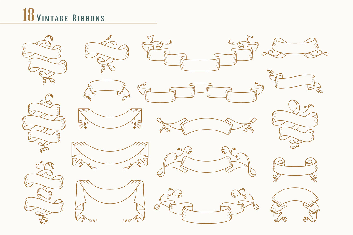 Vintage Ornaments. Vector collection, an Object Graphic by JuliaMalinovskaya (Photo 2 of 11)