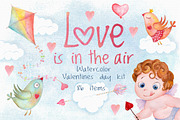 Valentines day love watercolor set, an Illustration by antuanetto (Thumbnail 1 of 11)