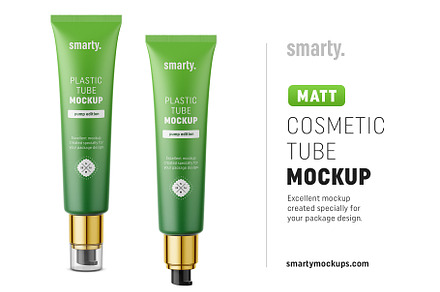 Tube with pump mockup / matt, a Pens & Pencil Mockup by Smarty Mockups