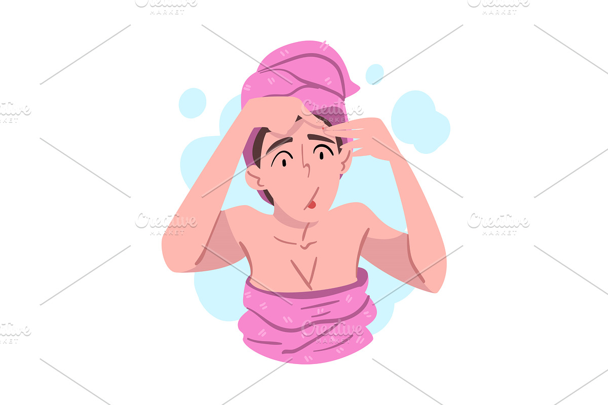 Young Woman with Towel on her Head, a Person Illustration by TopVectors