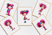 Whimsical Coffee Girl Clipart, a Seasonal Illustration by Rose Art (Thumbnail 5 of 6)