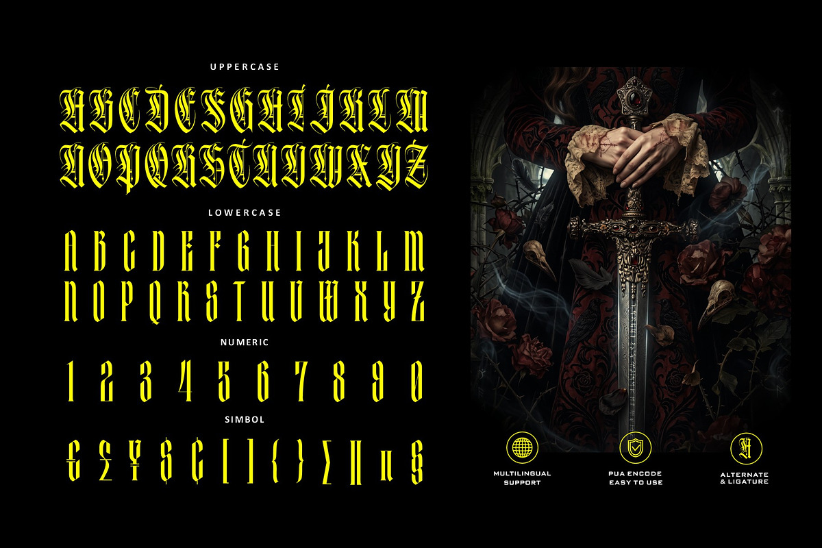 Mortal Blade Typeface, a Blackletter Font by alit design (Photo 2 of 20)