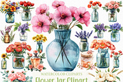 Watercolor Flower Jar Clipart Bundle, an Illustration by Craft Nest (Thumbnail 1 of 6)