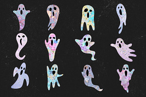 Glitter Ghost Digital Clip Art