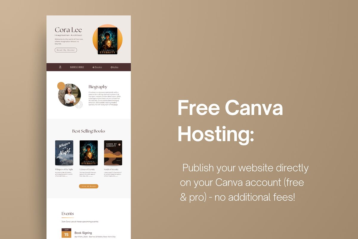 Canva Website Template For Authors, a Landing Page Template by Templics by Zoya (Photo 4 of 6)