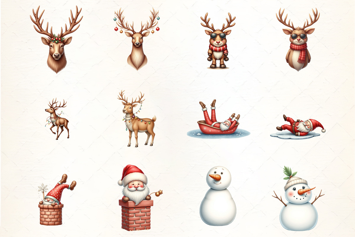 Funny Christmas Watercolor Clipart, an Illustration by CrexoraLab (Photo 4 of 5)