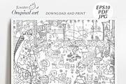 Santa Claus House coloring page, a Decorative Illustration by JaneLane (Thumbnail 3 of 3)