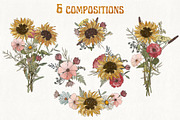 Retro field flowers & sunflowers, a Decorative Illustration by marie dricot (Thumbnail 7 of 10)
