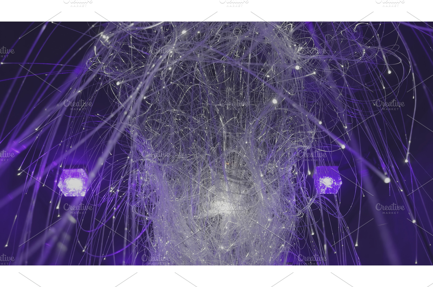 Fiber optic lamp illuminating dark, a Technology Photo by Media Whale Stock