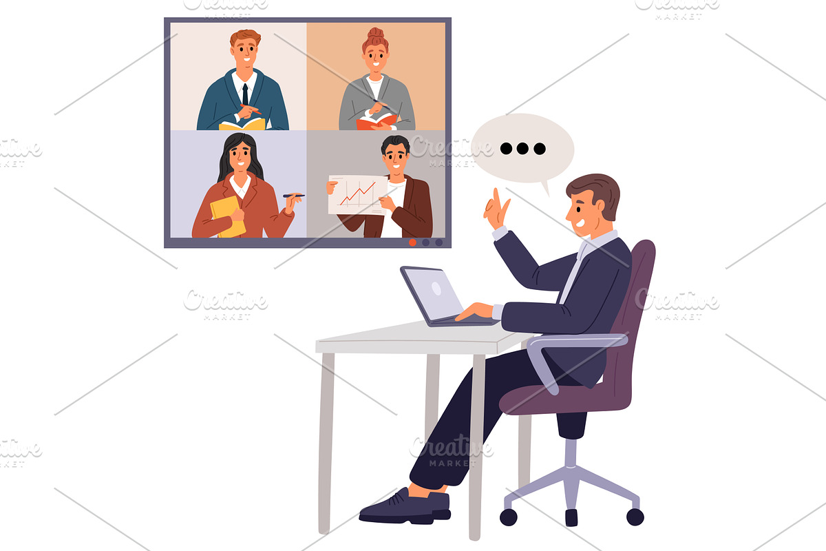 Businessman participates in video, a Person Illustration by Vectorbuum