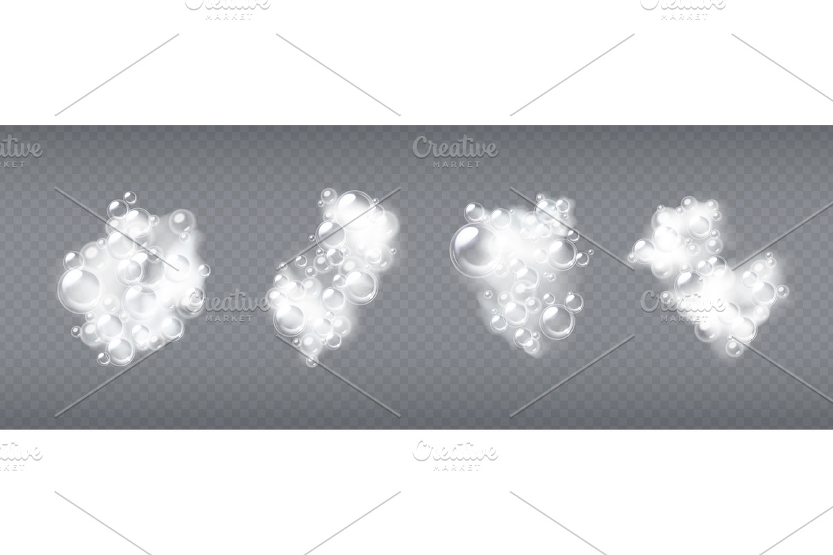 Bathing foam clusters with soap, an Object Illustration by art PVP - market