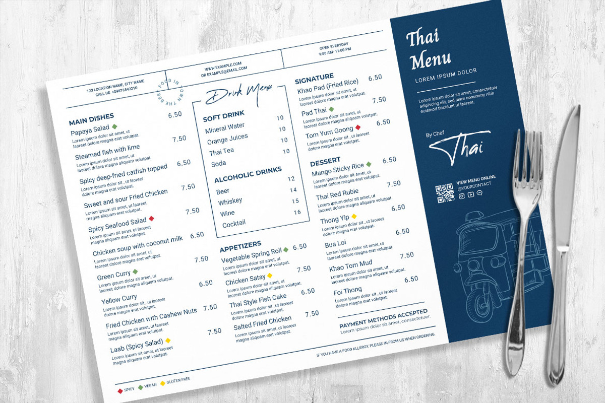 Thai Food Menu Template, a Flyer Template by BrandPacks (Photo 3 of 5)