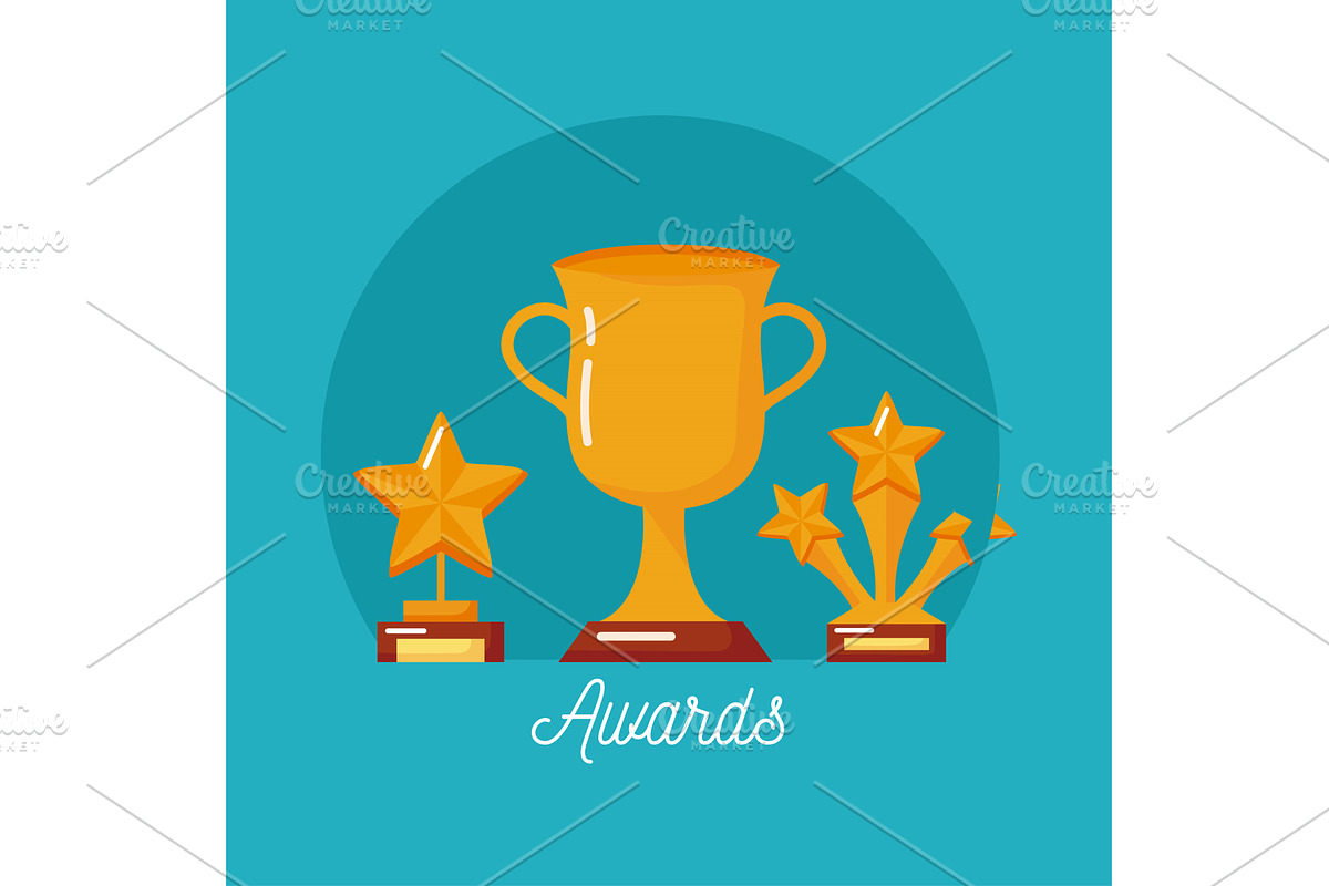 three win awards icons, an Object Illustration by studiogstock