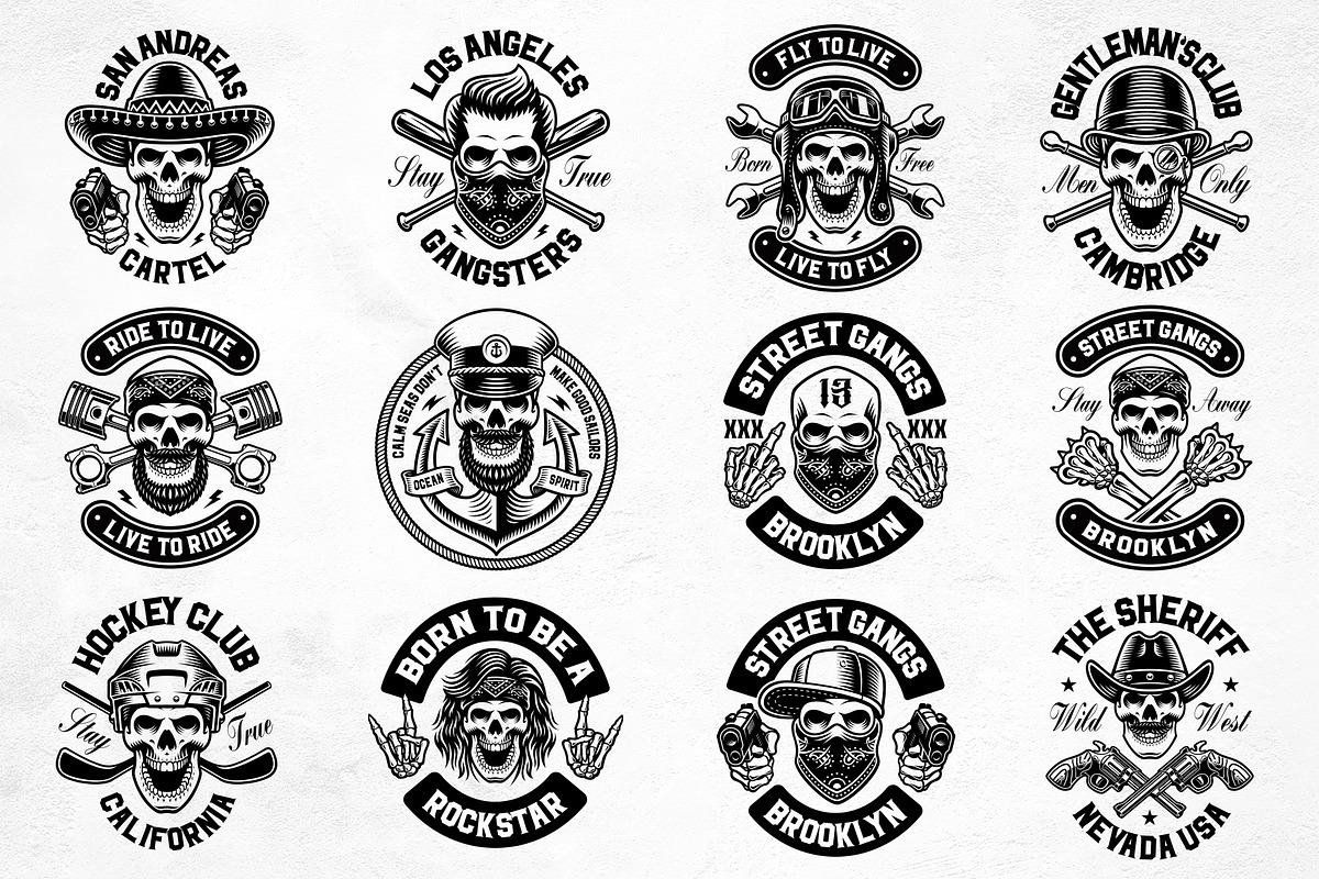 Vintage Skulls Graphic Kit, an Illustration by Harry Kasyanov (Photo 2 of 10)