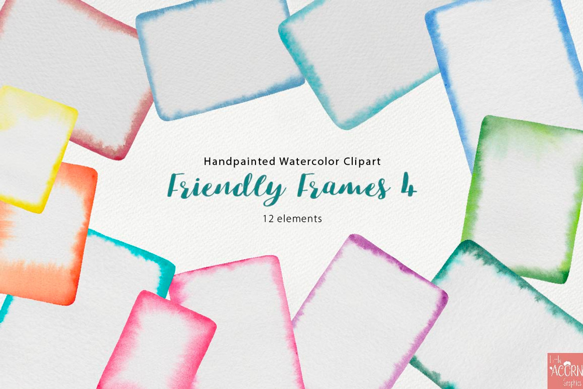 Watercolor Friendly Frames 4, an Object Graphic by LittleAcornGraphics (Photo 1 of 6)