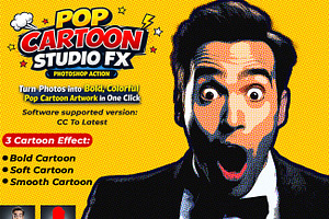 Pop Cartoon Studio FX Photoshop, an Action Add-On by Studio Retouch