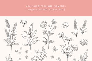 Floral Bows Vector Illustrations