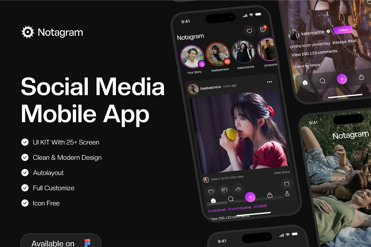 Notagram - Social Media UI KIT, a Device Mockup by Odama (Photo 1 of 6)