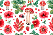 Red summer nature illustrations kit, a Texture Illustration by Sundra (Thumbnail 5 of 7)