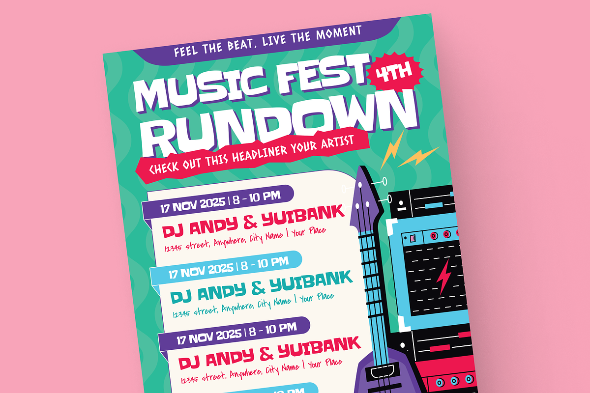 Music Fest Schedule Event Flyer, a Flyer Template by MMPixelCraft (Photo 4 of 4)