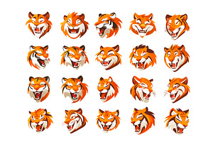 Cartoon tiger heads. Wild big, an Animal Illustration by Stock-Smart-Start