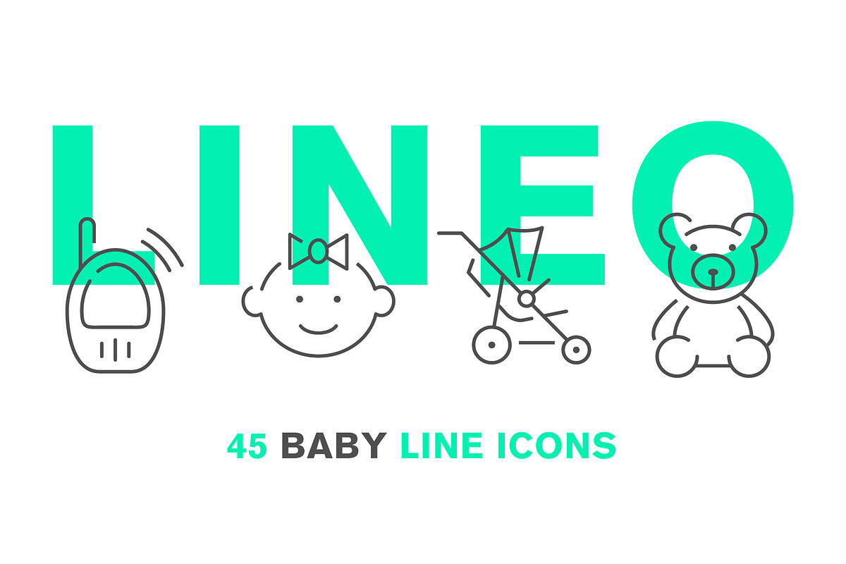 LINEO - 45 BABY ICONS, an Outline Icon by sharpnose (Photo 1 of 6)