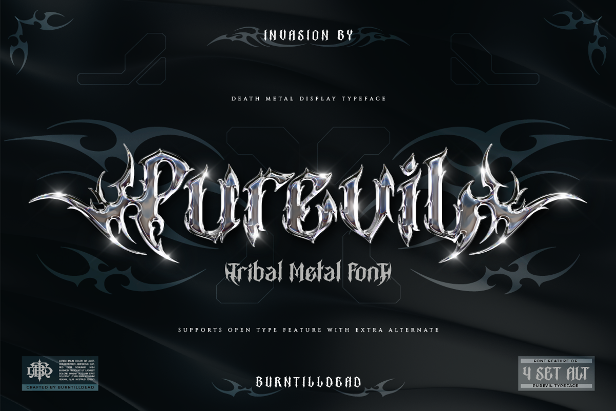 Purevil, a Blackletter Font by Burntilldead (Photo 2 of 13)