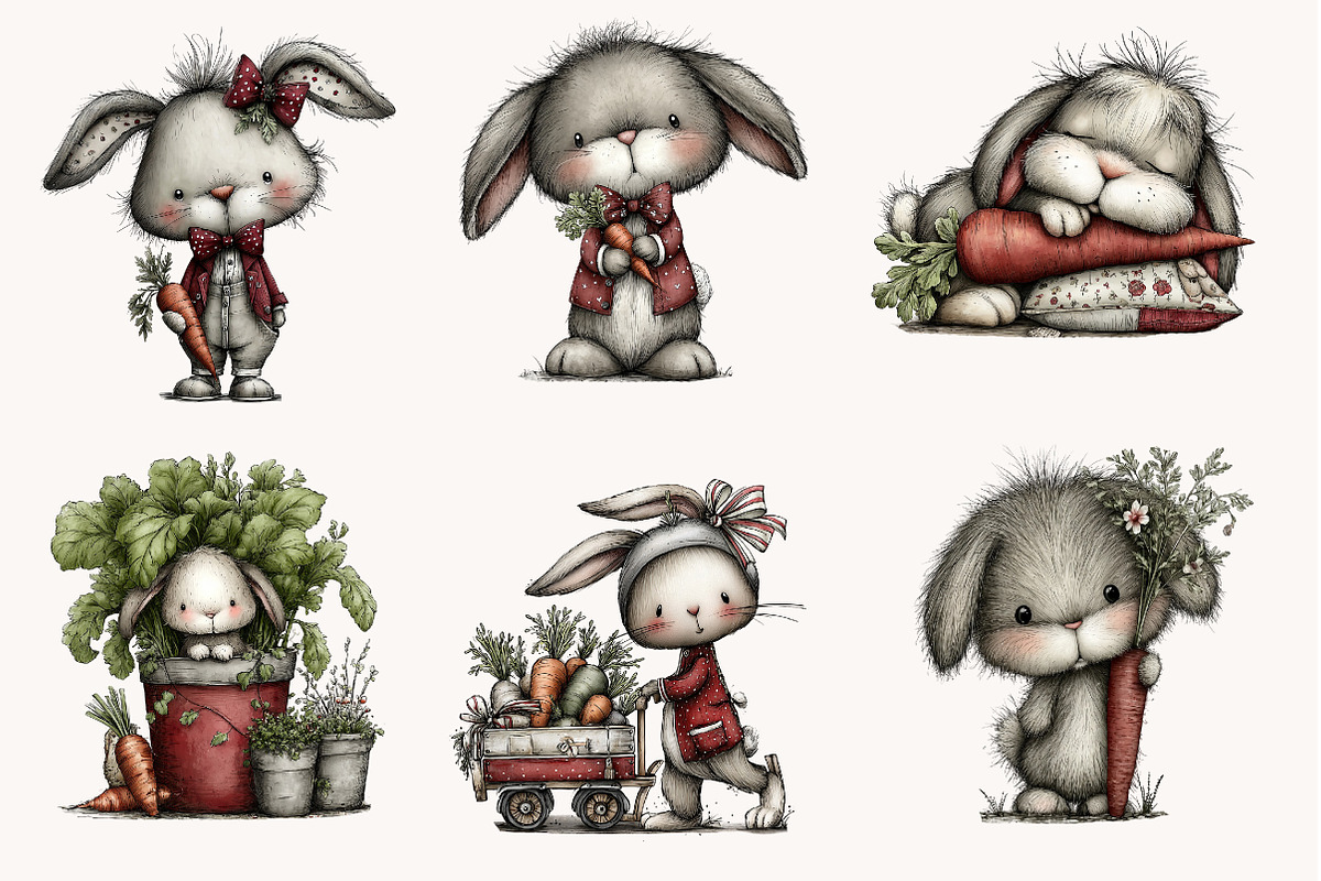 Easter Bunny and carrot clipart, an Illustration by Designworld (Photo 5 of 10)