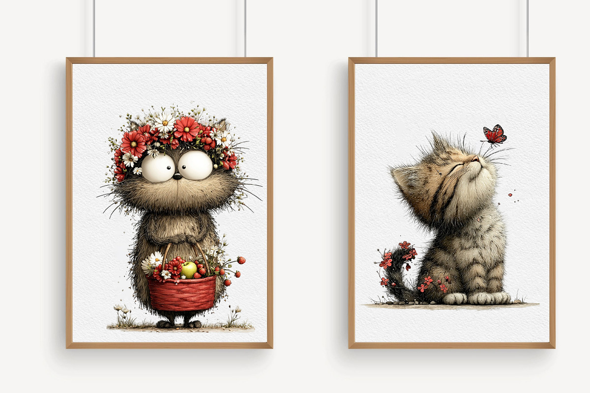 Whimsical Summer Cats Clipart, an Illustration by Libby Wishes (Photo 7 of 7)
