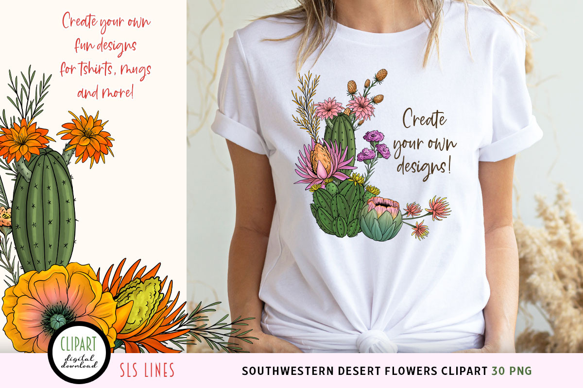 Southwestern Desert Flowers Clipart, a Decorative Illustration by SLS Lines (Photo 3 of 6)