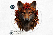 Floral Wolves Fantasy Cliparts, an Animal Illustration by ThatsDesignArt (Thumbnail 7 of 17)