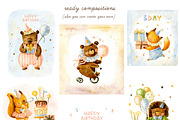 Birthday party. Cute forest animals., an Animal Illustration by babenkoirusa (Thumbnail 8 of 22)
