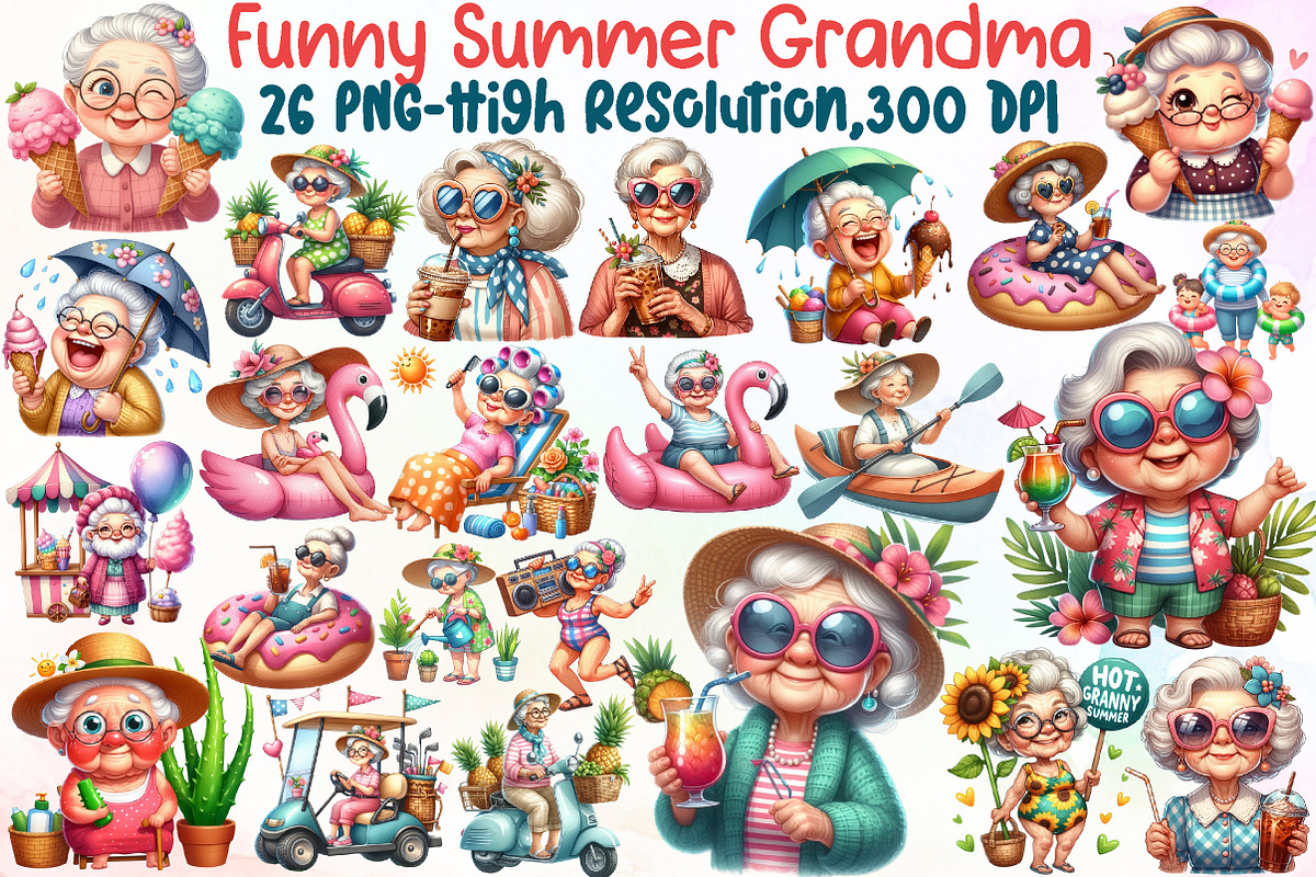 Funny Summer Grandma Sublimation, an Illustration by Sublimation Artist (Photo 1 of 6)