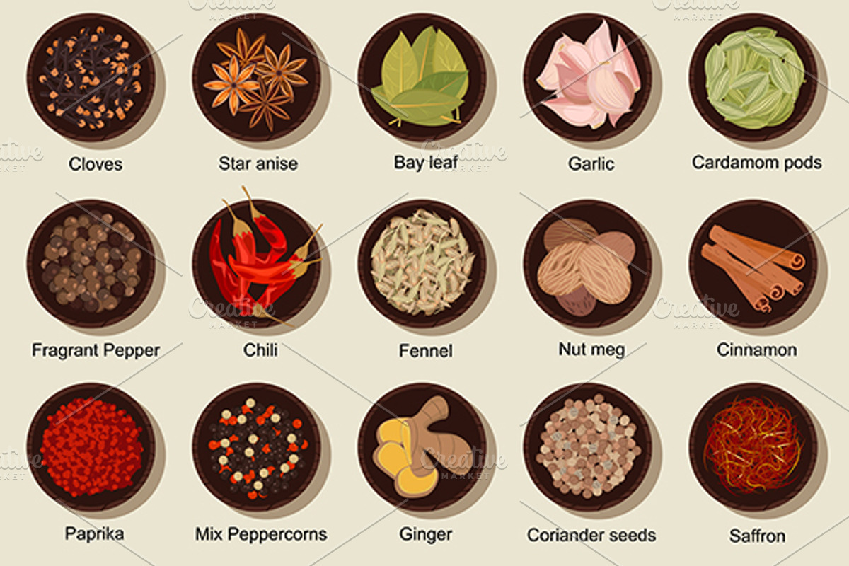 Natural healthy condiments, a Background Graphic by Vector Tradition