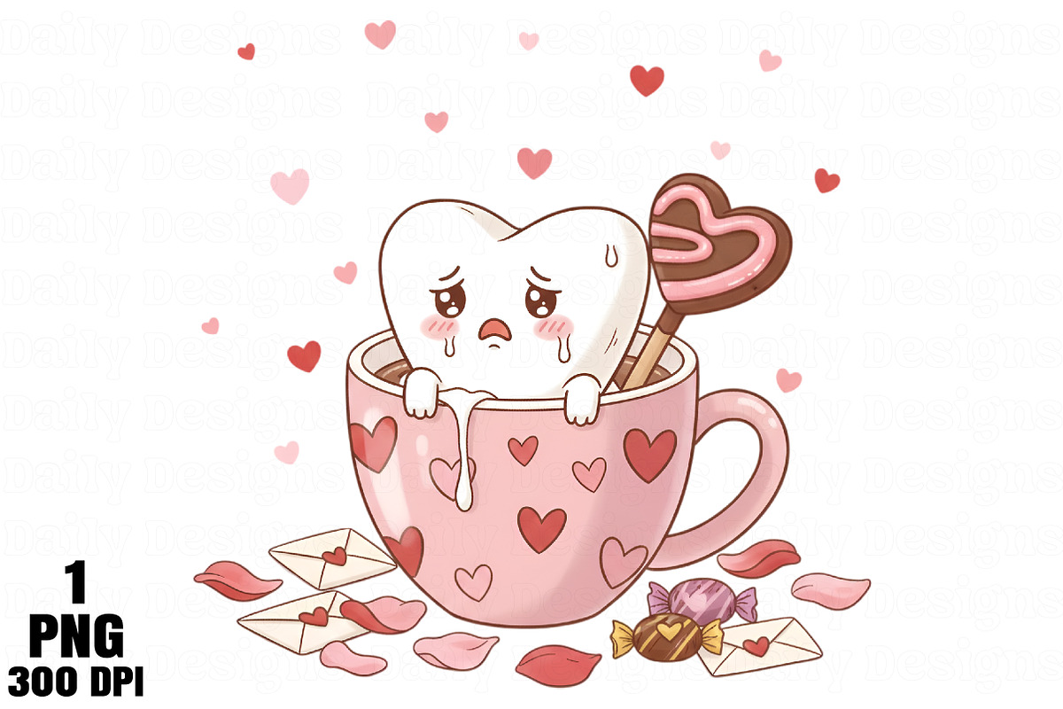 Sad Kawaii Heart in Valentine Mug PN, an Illustration by Daily.Designs (Photo 1 of 5)